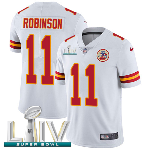 Kansas City Chiefs Nike #11 Demarcus Robinson White Super Bowl LIV 2020 Youth Stitched NFL Vapor Untouchable Limited Jersey